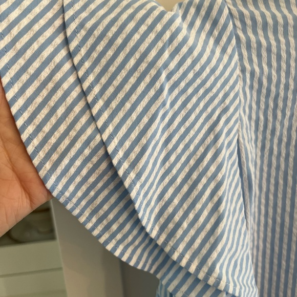 VV Seersucker Dress w/Flutter Sleeves - Picture 4 of 4